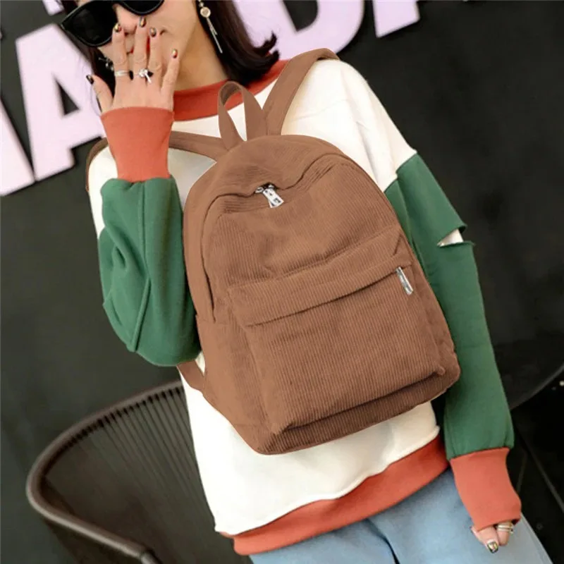 New Corduroy Men's and Women's Backpacks with College Style, Multi-purpose and Large-capacity Outdoor Trendy Student Schoolbags