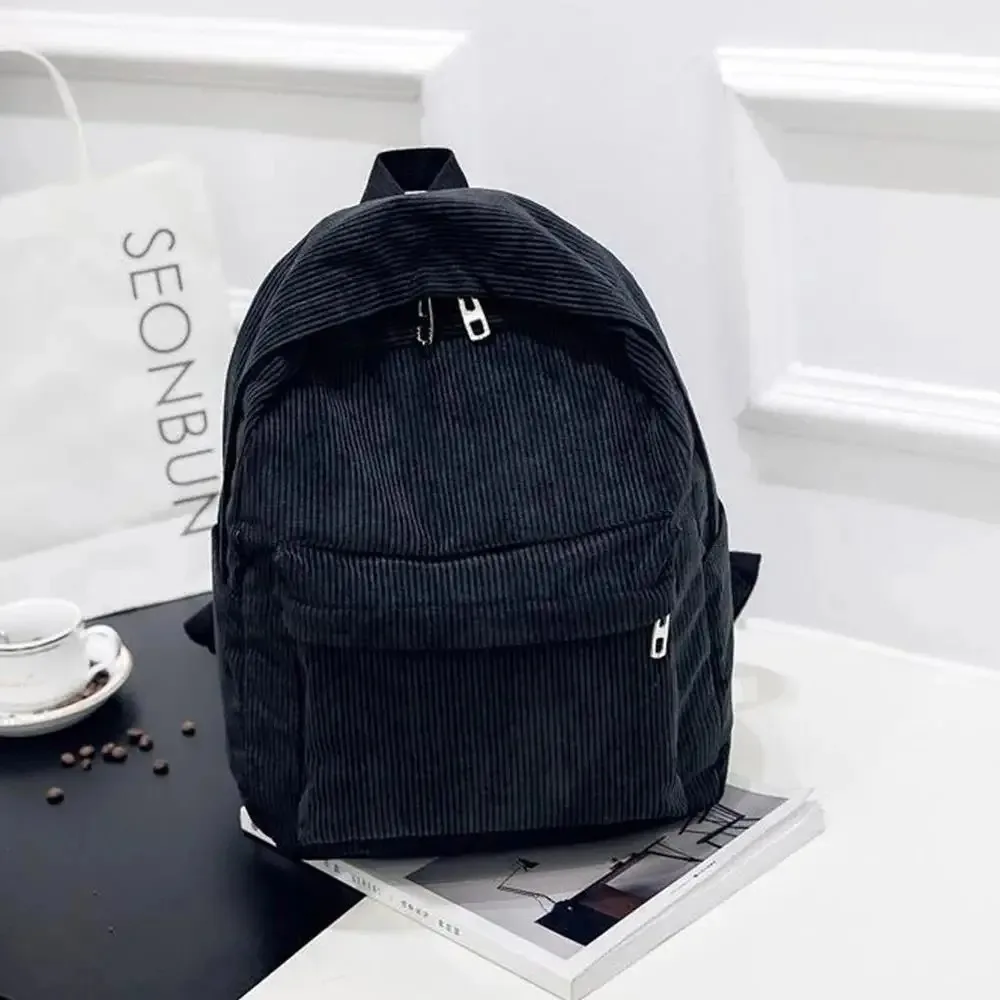 New Corduroy Men's and Women's Backpacks with College Style, Multi-purpose and Large-capacity Outdoor Trendy Student Schoolbags
