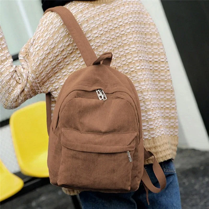New Corduroy Men's and Women's Backpacks with College Style, Multi-purpose and Large-capacity Outdoor Trendy Student Schoolbags