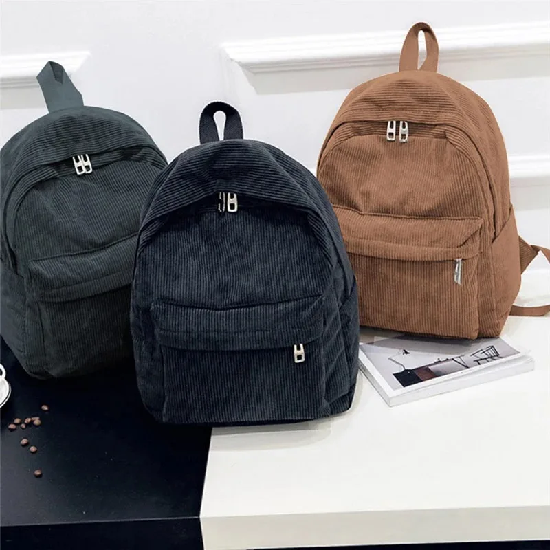 New Corduroy Men's and Women's Backpacks with College Style, Multi-purpose and Large-capacity Outdoor Trendy Student Schoolbags