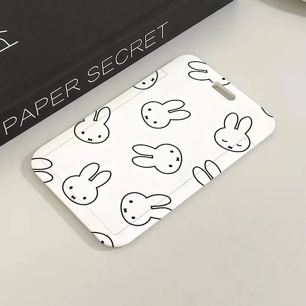 M-Miffy Cartoon Black White Gray Minimalist Card Holder Transportation Work Permit Cards ID Student Meal Cardcase