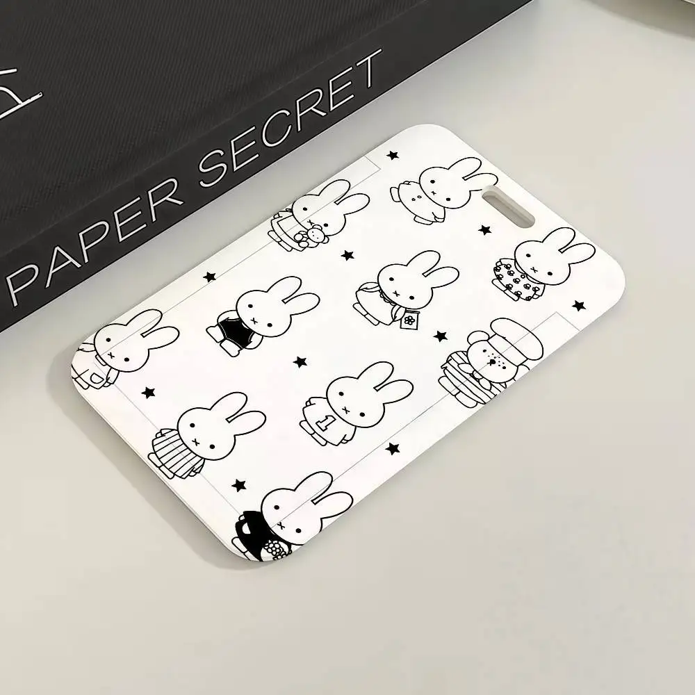 M-Miffy Cartoon Black White Gray Minimalist Card Holder Transportation Work Permit Cards ID Student Meal Cardcase
