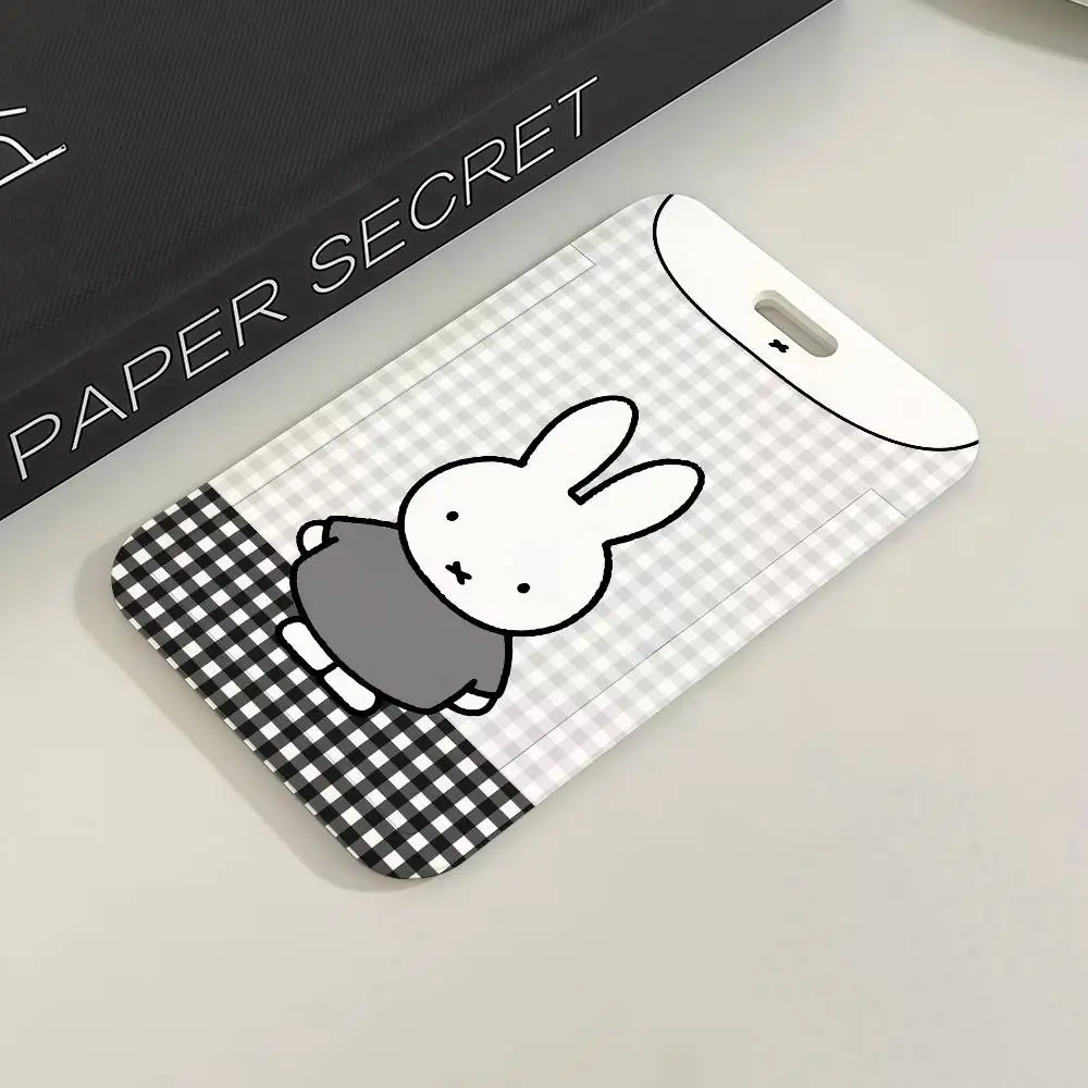 M-Miffy Cartoon Black White Gray Minimalist Card Holder Transportation Work Permit Cards ID Student Meal Cardcase