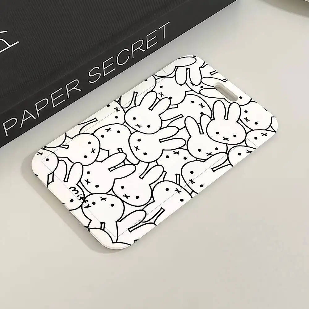 M-Miffy Cartoon Black White Gray Minimalist Card Holder Transportation Work Permit Cards ID Student Meal Cardcase