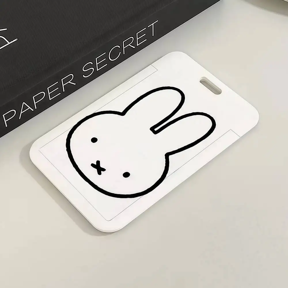 M-Miffy Cartoon Black White Gray Minimalist Card Holder Transportation Work Permit Cards ID Student Meal Cardcase