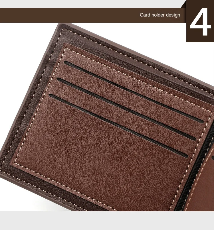 Men's Business Wallet High Quality PU Leather Credit Card Holder Case Male Short Zipper Coin Pocket Purse Money Bag with Hasp