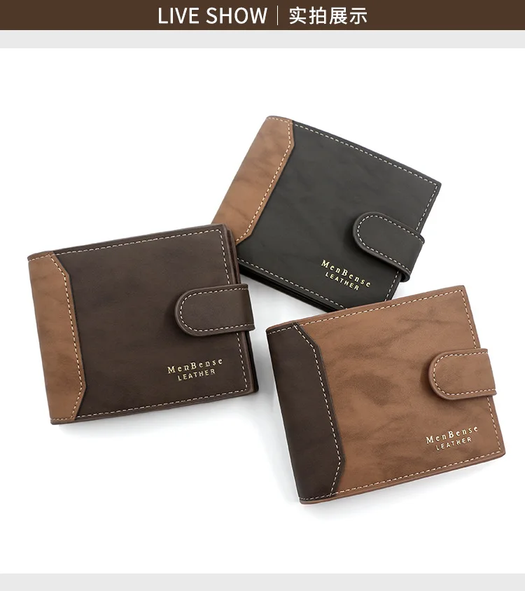 Men's Business Wallet High Quality PU Leather Credit Card Holder Case Male Short Zipper Coin Pocket Purse Money Bag with Hasp