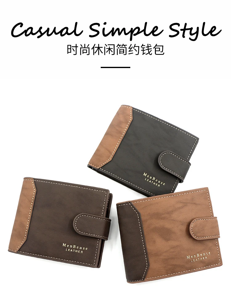 Men's Business Wallet High Quality PU Leather Credit Card Holder Case Male Short Zipper Coin Pocket Purse Money Bag with Hasp