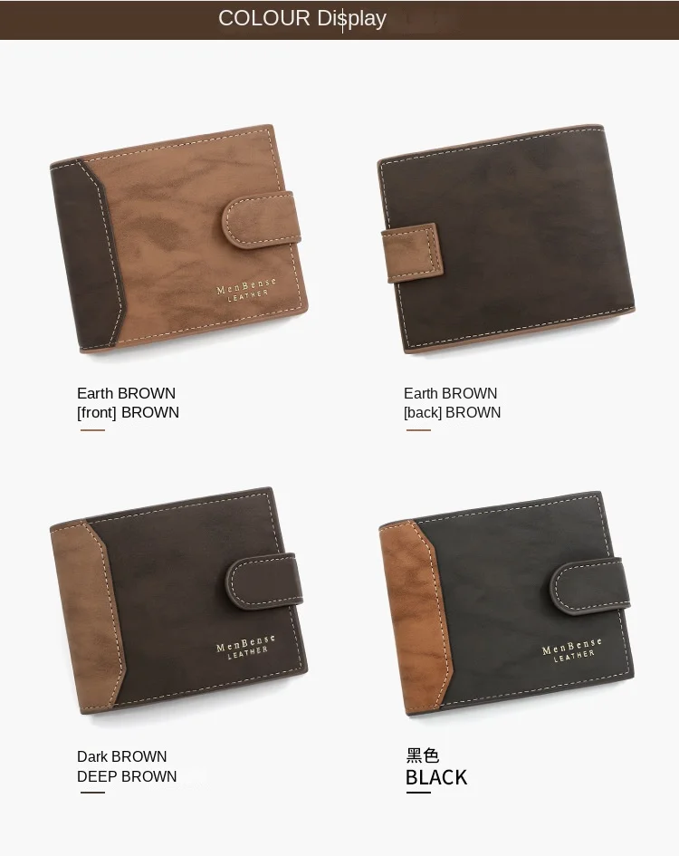 Men's Business Wallet High Quality PU Leather Credit Card Holder Case Male Short Zipper Coin Pocket Purse Money Bag with Hasp