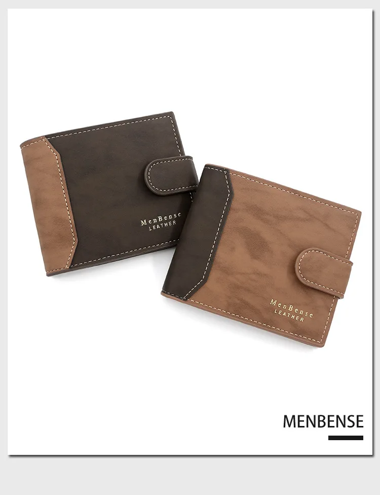 Men's Business Wallet High Quality PU Leather Credit Card Holder Case Male Short Zipper Coin Pocket Purse Money Bag with Hasp