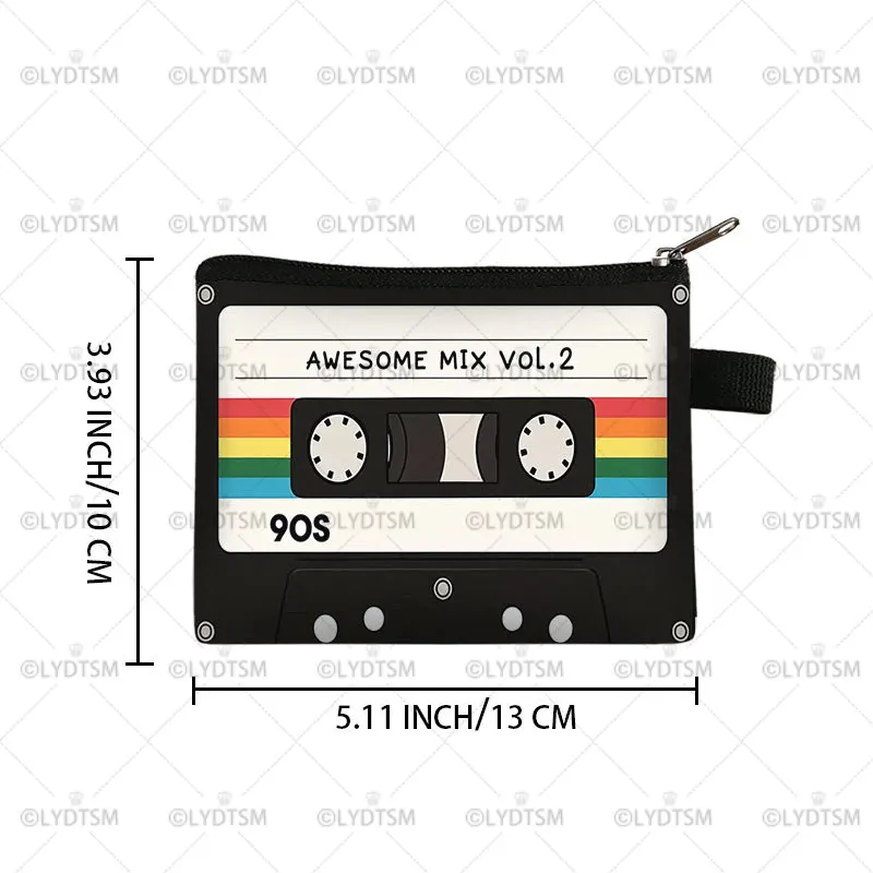 Cute Tape Cassette Case Graphic Print Coin Purses Women Men Wallet ID Credit Card Lipstick Key Storage Bag Money Coin Bag