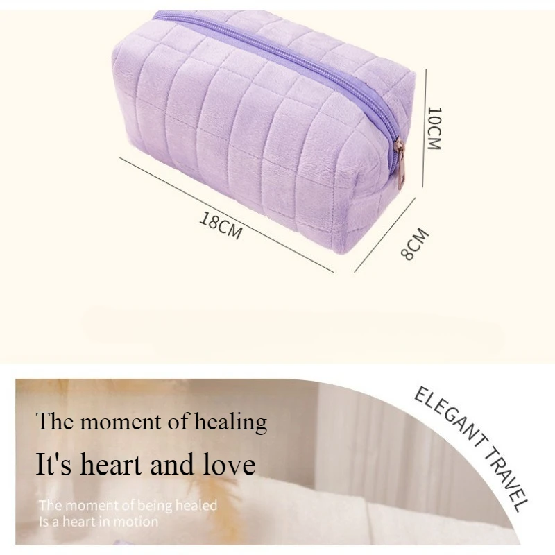 New Cute Plush Cosmetic Bag, Travel Skin Care Product Storage Bag, High-Looking Female Mobile Phone Large Capacity Storage Bag