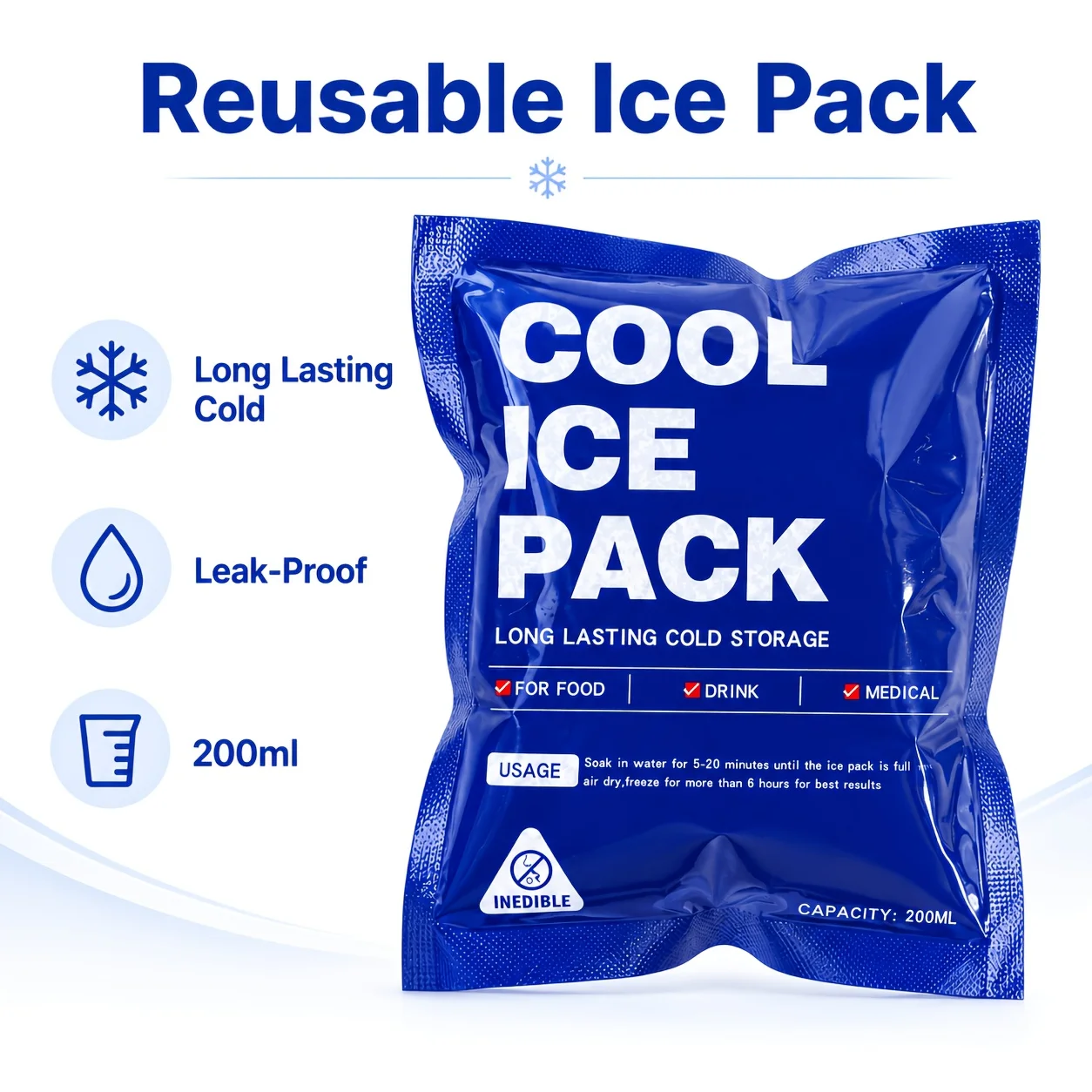 10 Or 50Pcs Self-Absorbing Ice Bags Reusable Cold Insulation Pouches Camping Food Fresh Keeping Cooling Pack