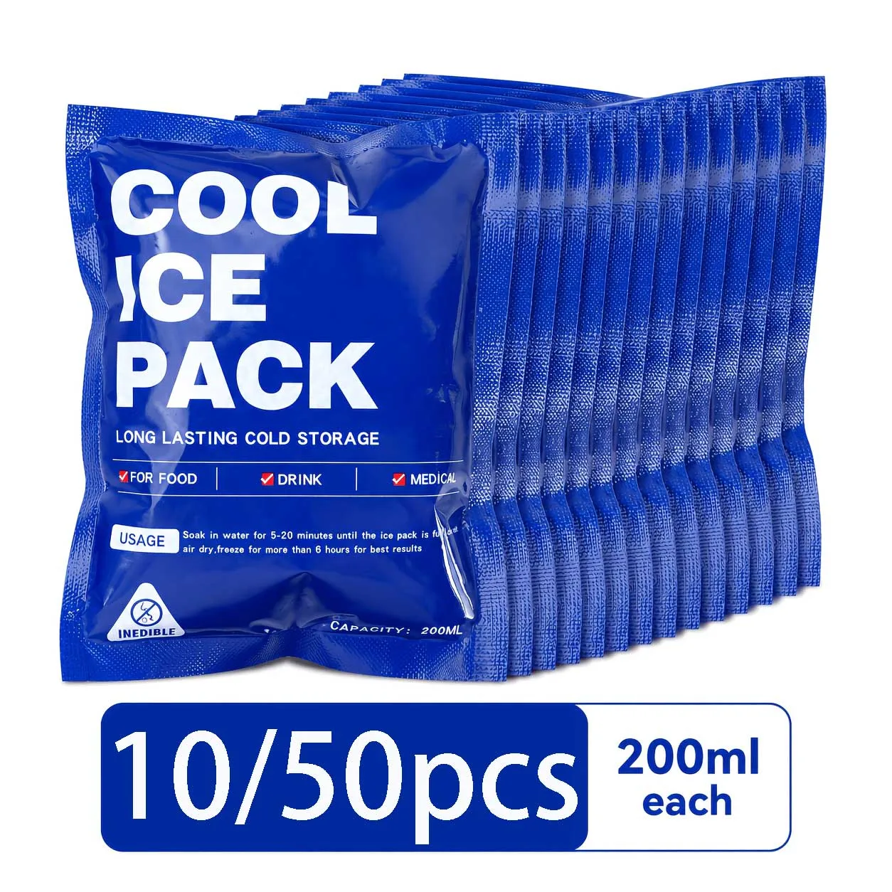 10 Or 50Pcs Self-Absorbing Ice Bags Reusable Cold Insulation Pouches Camping Food Fresh Keeping Cooling Pack