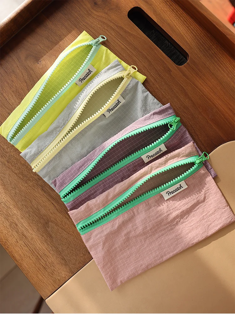 Multi-Functional Slim Pencil/Pen Stationery Jewelry Card Coin Storage Bag For Women Macaron Color Scheme Small Size Portable