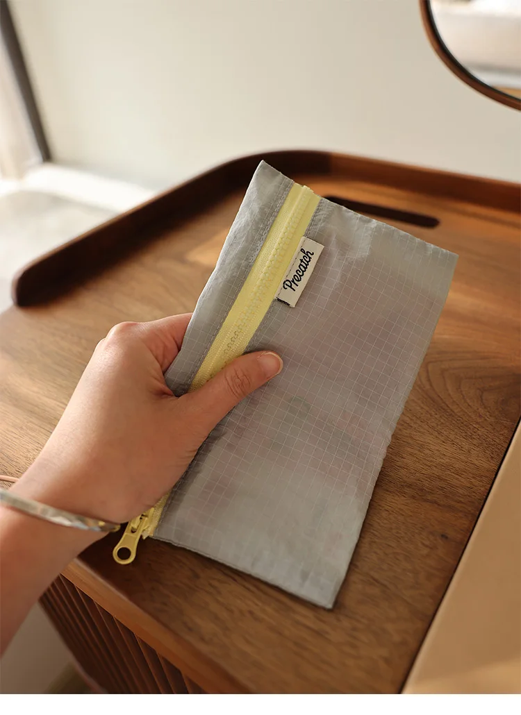 Multi-Functional Slim Pencil/Pen Stationery Jewelry Card Coin Storage Bag For Women Macaron Color Scheme Small Size Portable