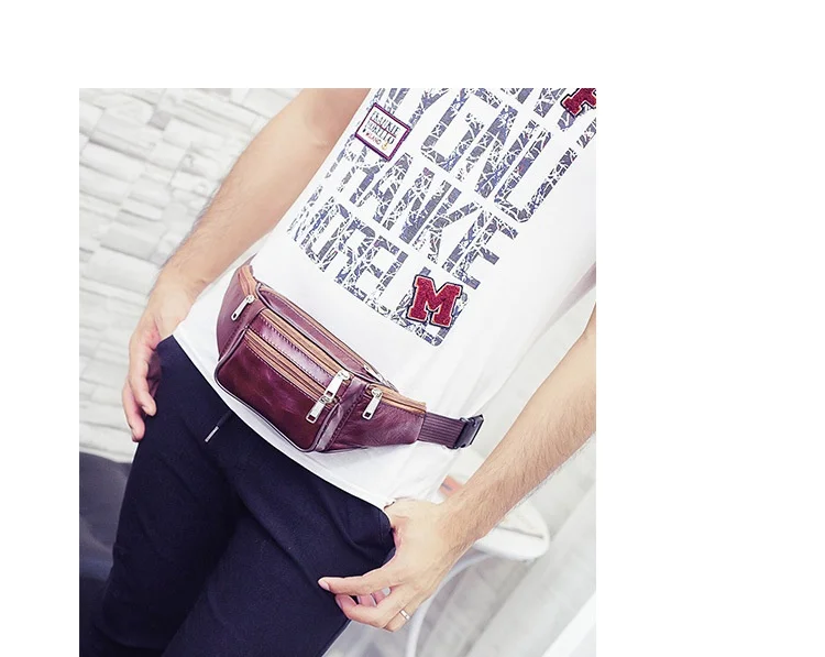 Men's Top-Grain Cowhide Genuine Leather Fanny Pack Multi-Pocket Casual Crossbody Waist Bag for Outdoor Travel And Daily Use