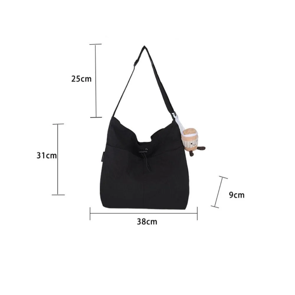 Fashion Travel Casual Nylon Tote Bag Drawstring Shoulder Bag Large Capacity Waterproof Crossbody Bucket Bag Women