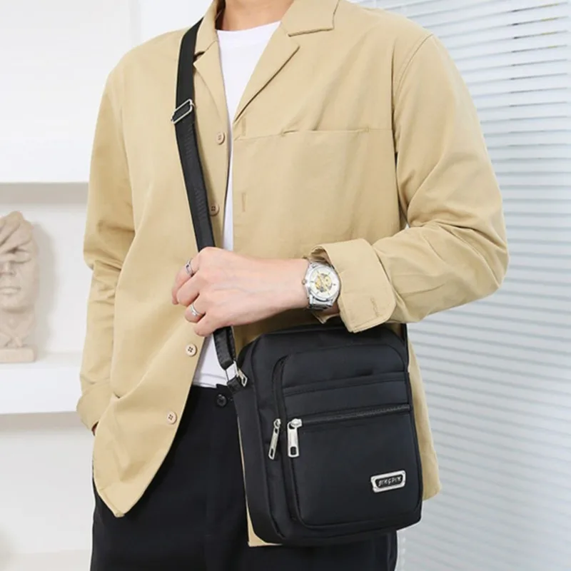 1pc Men's Shoulder Bag Business Leisure Large Capacity Portable Handbag Multi Layer Waterproof Summer Male's Crossbody Bags
