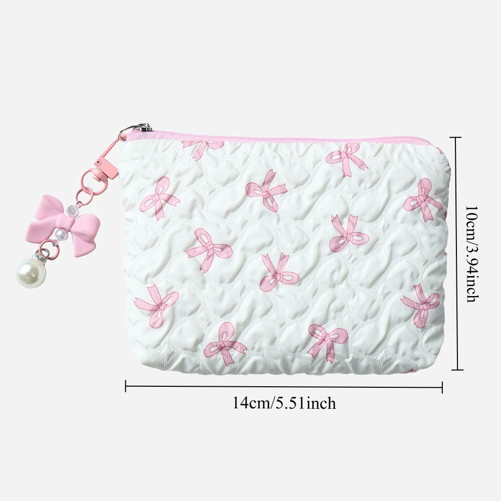Cute Bowknot Cosmetic Bag High Appearance Level Portable Clutch Multi Functional Storage Pouch Advanced Sense Mini Coin Purse