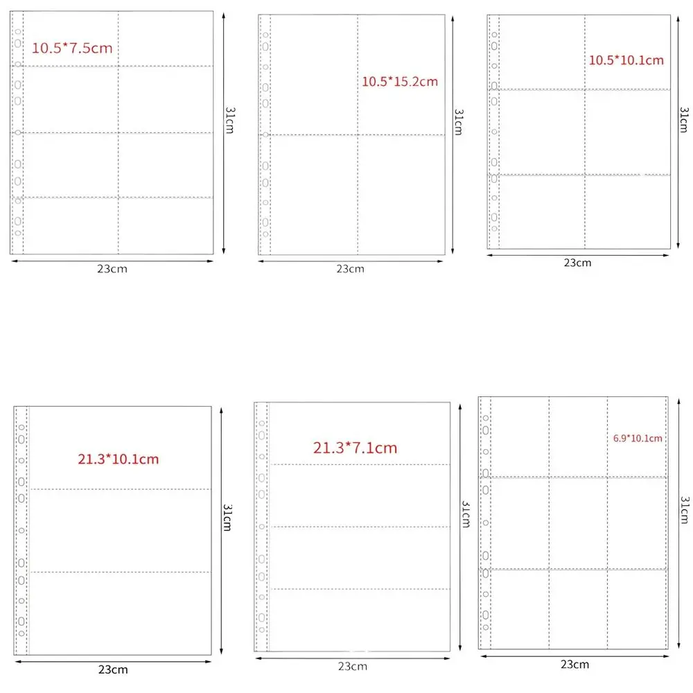 10Pcs A4 Kpop Binder Sheets Multiple Pockets Sleeve PP Acid Free Photo Album Refill Pages Card Stamp Die Jewelry Storage