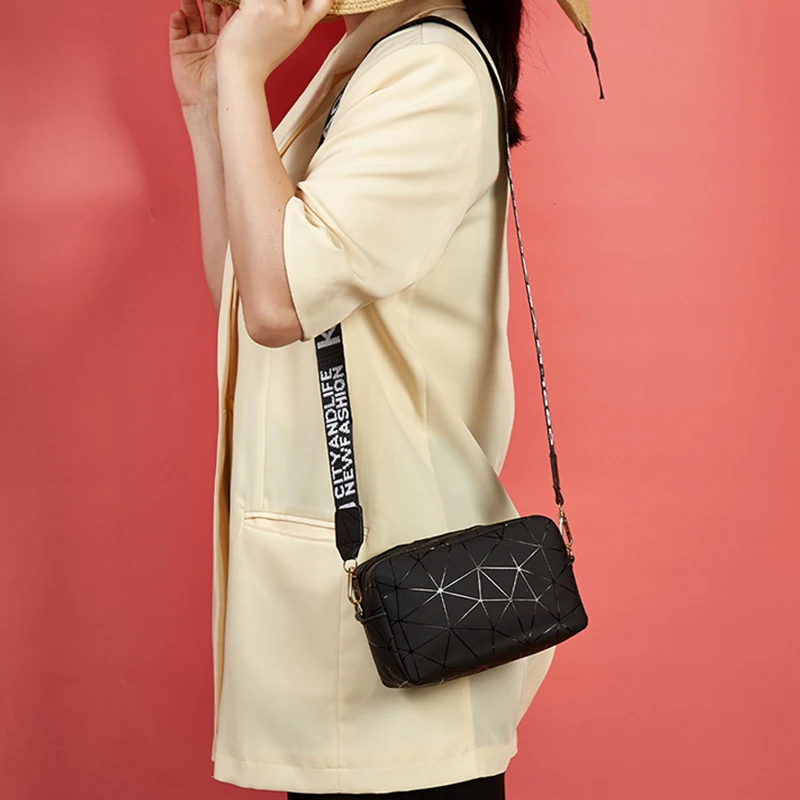 Yogodlns Fashion Laser Shoulder Messenger Bag Female Small Square Bag PU Leather Crossbody Bag Trendy New Satchel Bag Bolsa