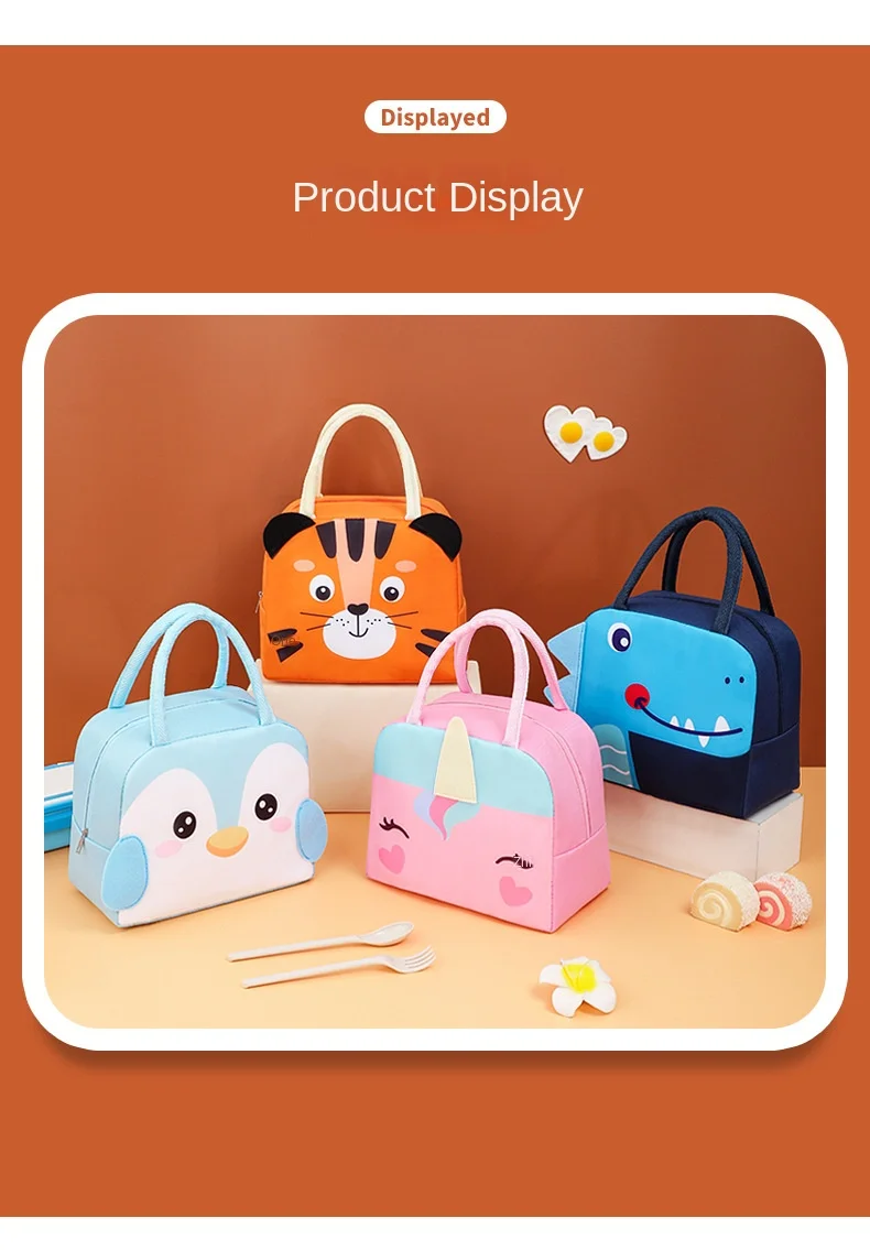 Cartoon Children's Lunch Bag Thermal Insulation Aluminum Film High Quality Waterproof Oxford Cloth Portable Lunch Bags Tote New