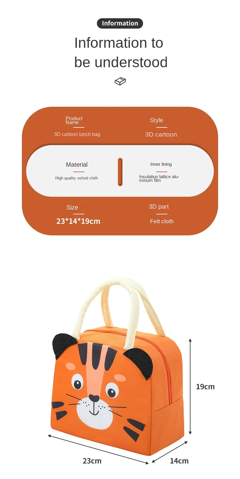 Cartoon Children's Lunch Bag Thermal Insulation Aluminum Film High Quality Waterproof Oxford Cloth Portable Lunch Bags Tote New