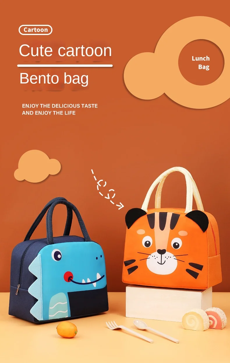 Cartoon Children's Lunch Bag Thermal Insulation Aluminum Film High Quality Waterproof Oxford Cloth Portable Lunch Bags Tote New
