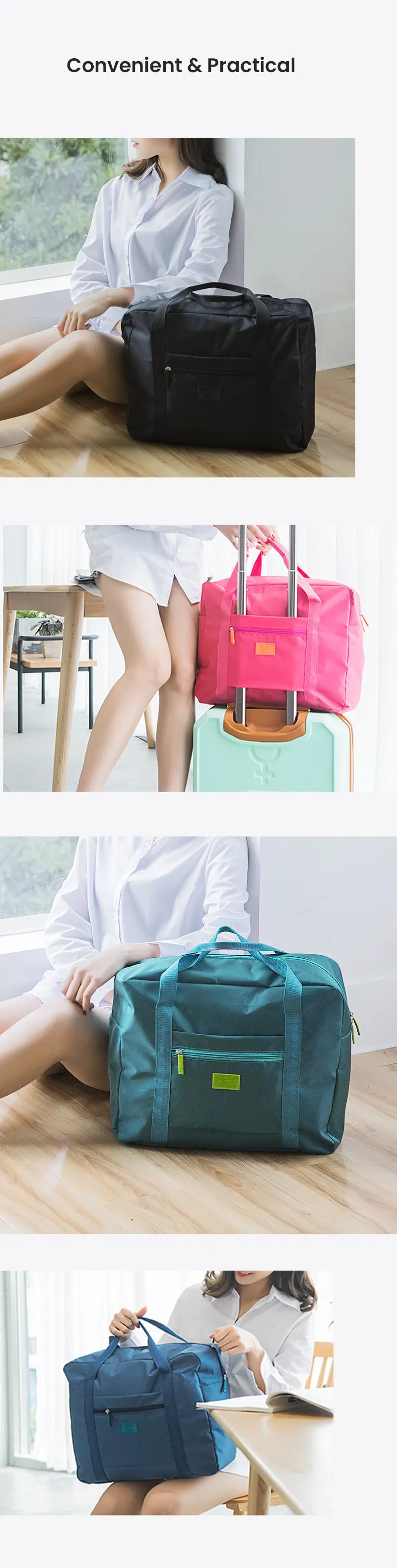 Foldable Travel Duffel Bag Lightweight Travel Bag for Women and Men Tote Carry On Luggage Bag Weekender Overnight Bag