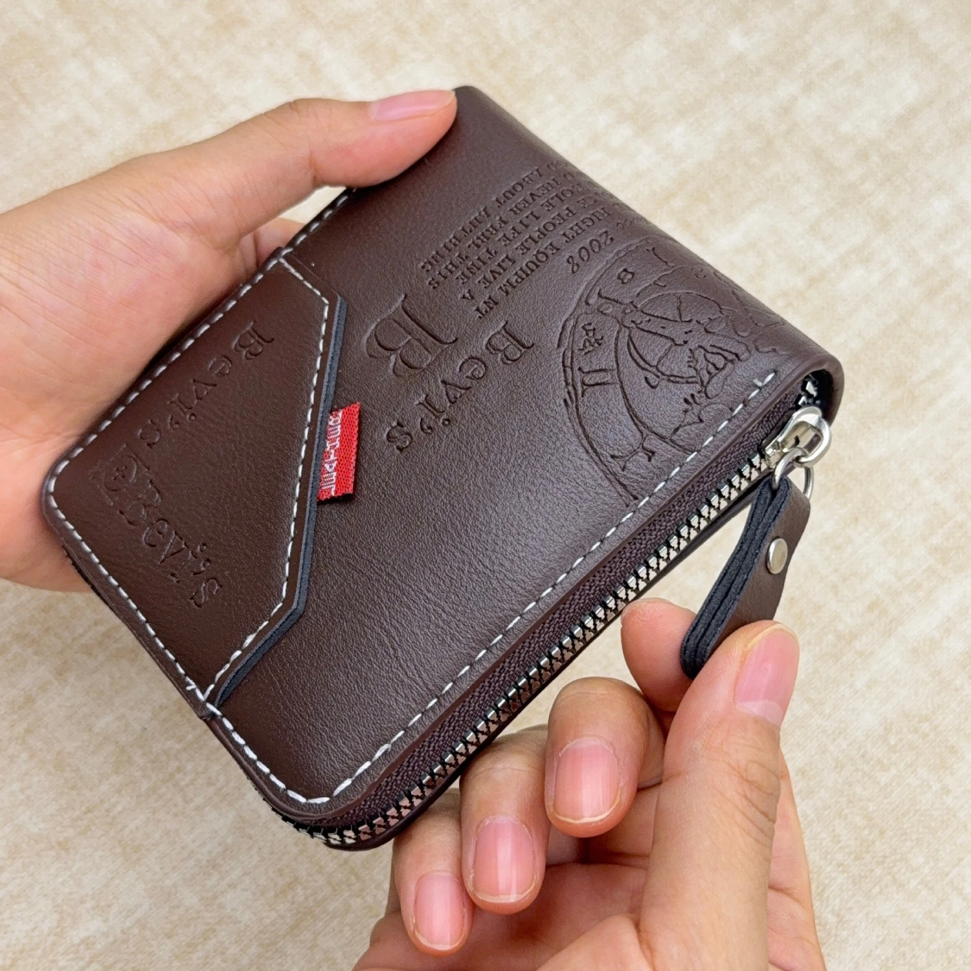 Men's Wallet Made of PU Wax Oil Skin Purse for Men Coin Purse Short Male Card Holder Wallets Zipper Around Money Coin Purse New