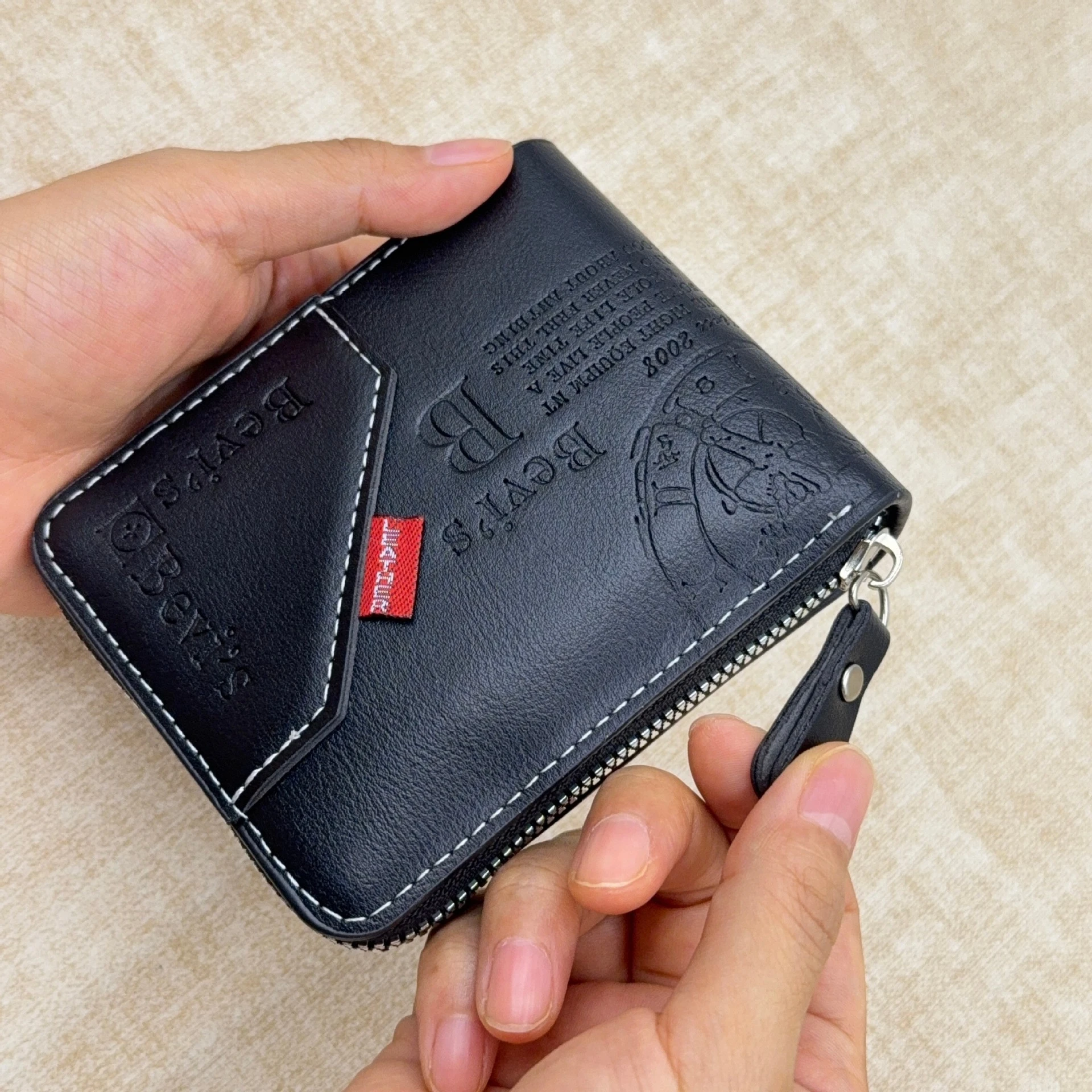 Men's Wallet Made of PU Wax Oil Skin Purse for Men Coin Purse Short Male Card Holder Wallets Zipper Around Money Coin Purse New