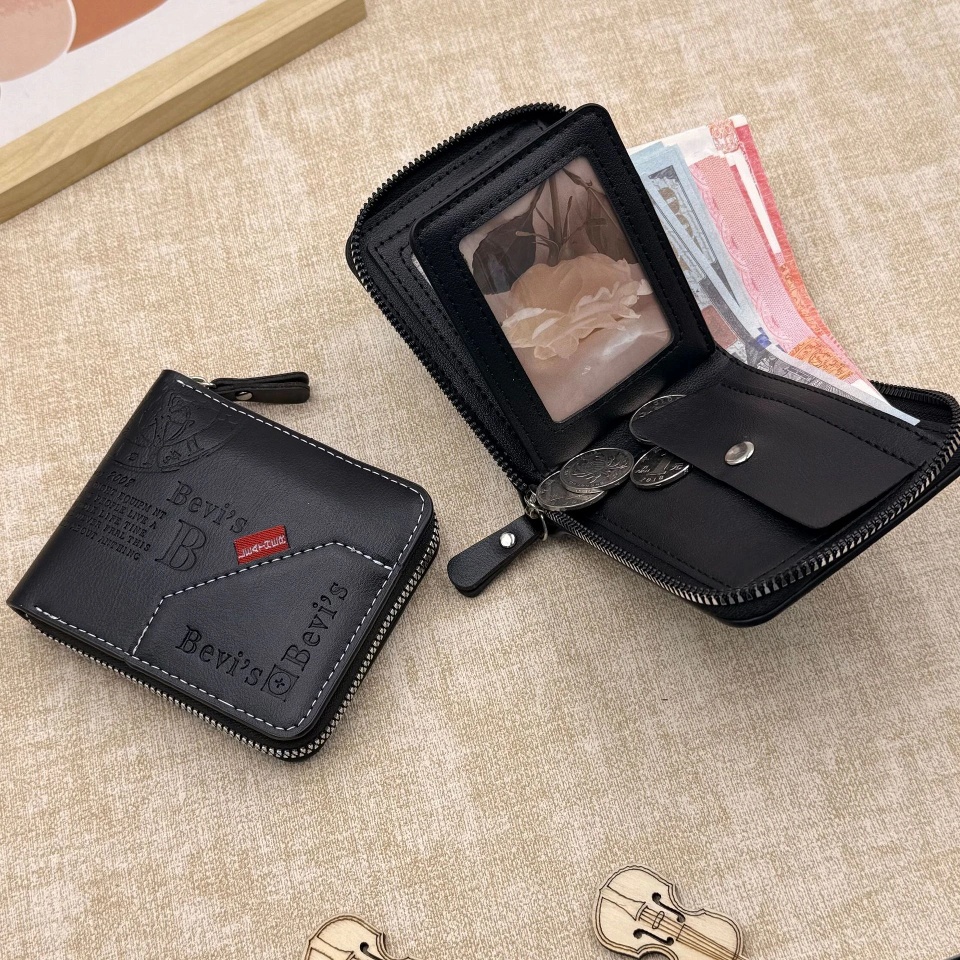 Men's Wallet Made of PU Wax Oil Skin Purse for Men Coin Purse Short Male Card Holder Wallets Zipper Around Money Coin Purse New