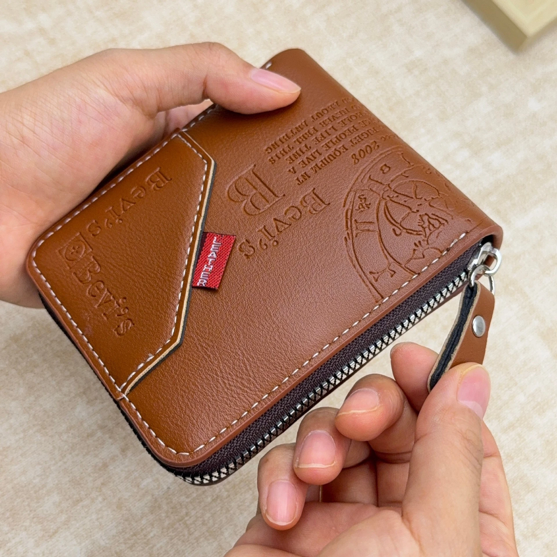 Men's Wallet Made of PU Wax Oil Skin Purse for Men Coin Purse Short Male Card Holder Wallets Zipper Around Money Coin Purse New