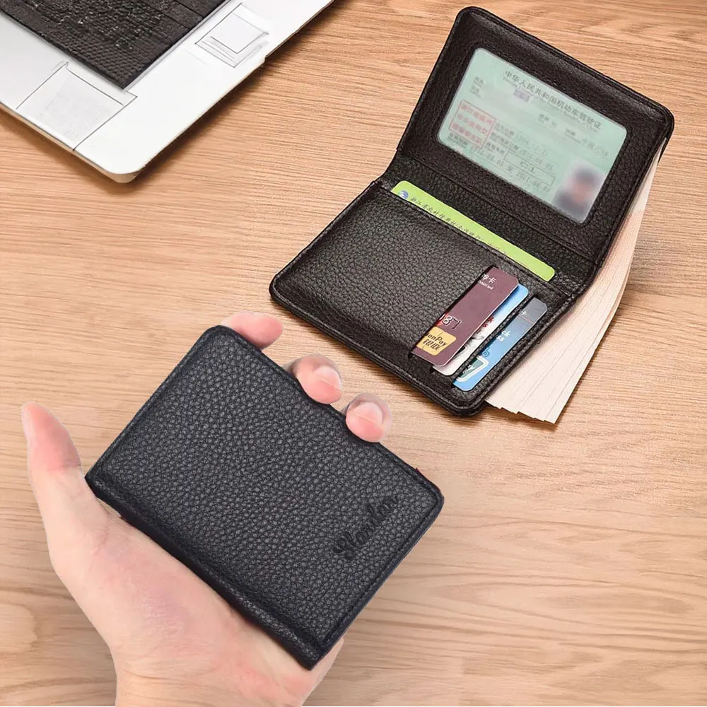 Ultra Thin Men's Vertical PU Leather Wallet With Card Holder Multifunctional Leather Case for Cards and Driver's License Purse