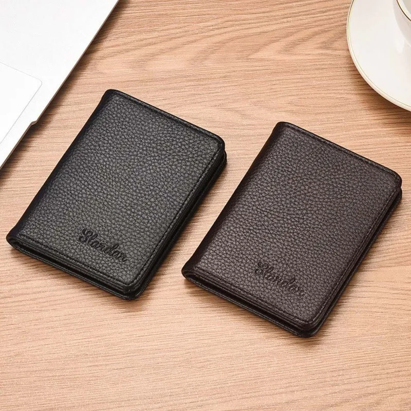 Ultra Thin Men's Vertical PU Leather Wallet With Card Holder Multifunctional Leather Case for Cards and Driver's License Purse