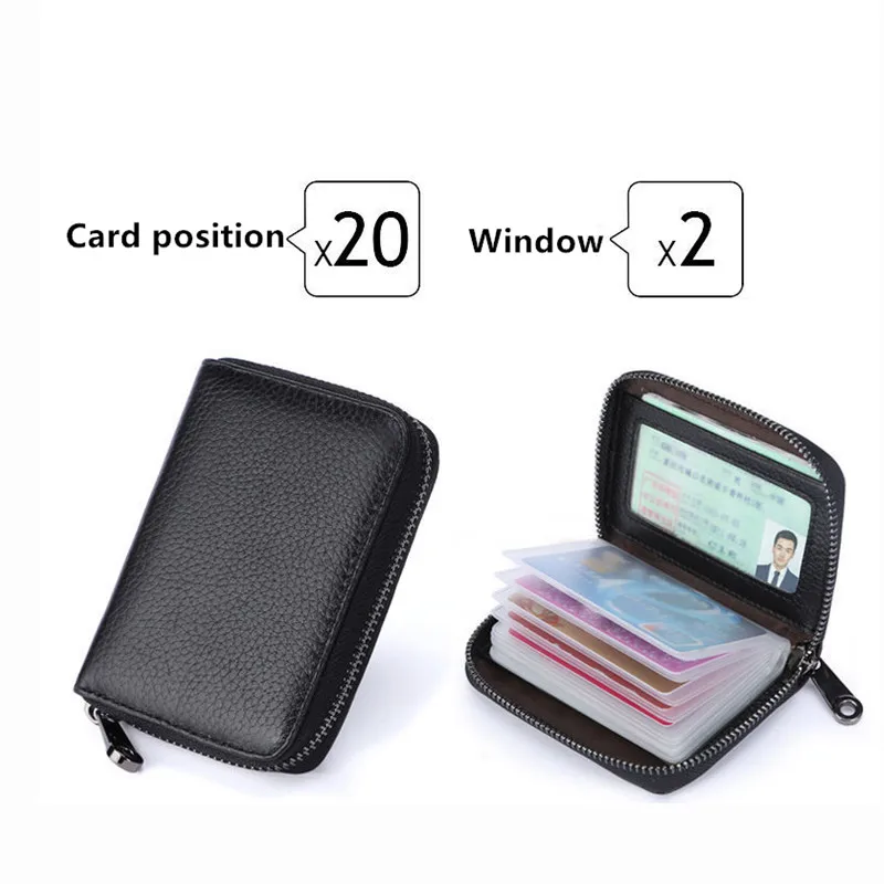 20 Detents Cards Holders PU Business Bank Credit Bus ID Card Holder Cover Coin Pouch Anti Demagnetization Wallets Bag Organizer