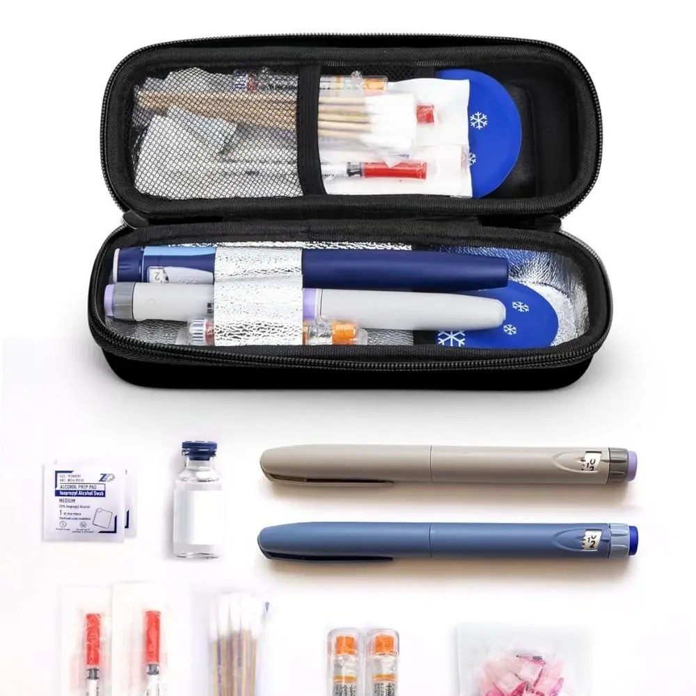 Insulin Cooler Travel Case with Thermometer Display Medicine Organizer Bag Waterproof Insulin Cooling Bag for Diabetics