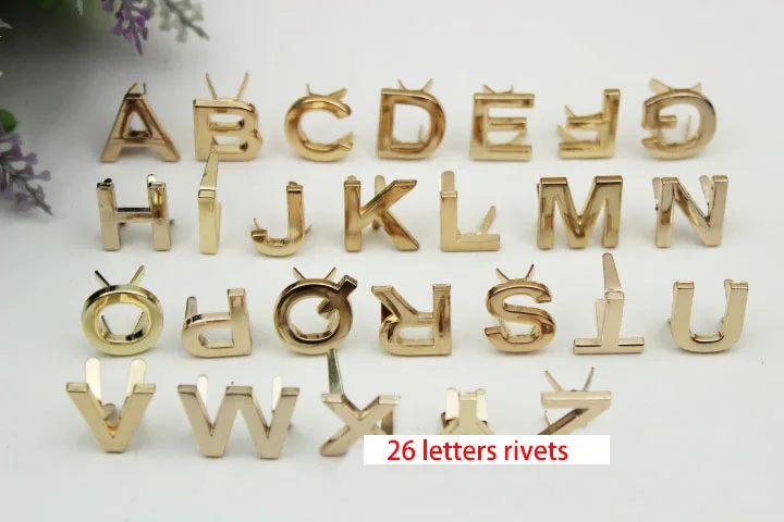 5Pcs DIY English 26 Letter Metal Rivets Claw Studs For Bags Clothes Hats Leather Decor Alphabets Claw Rivet Handmade Crafts