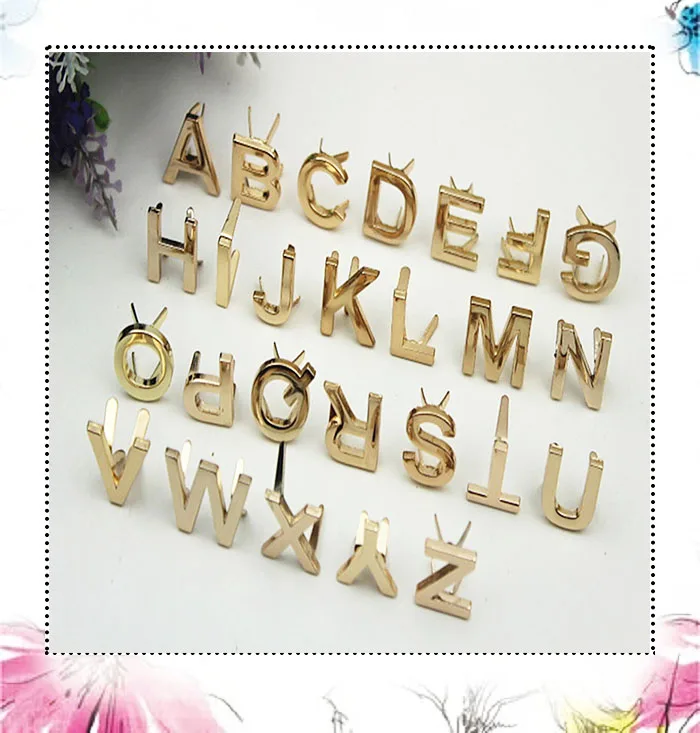 5Pcs DIY English 26 Letter Metal Rivets Claw Studs For Bags Clothes Hats Leather Decor Alphabets Claw Rivet Handmade Crafts