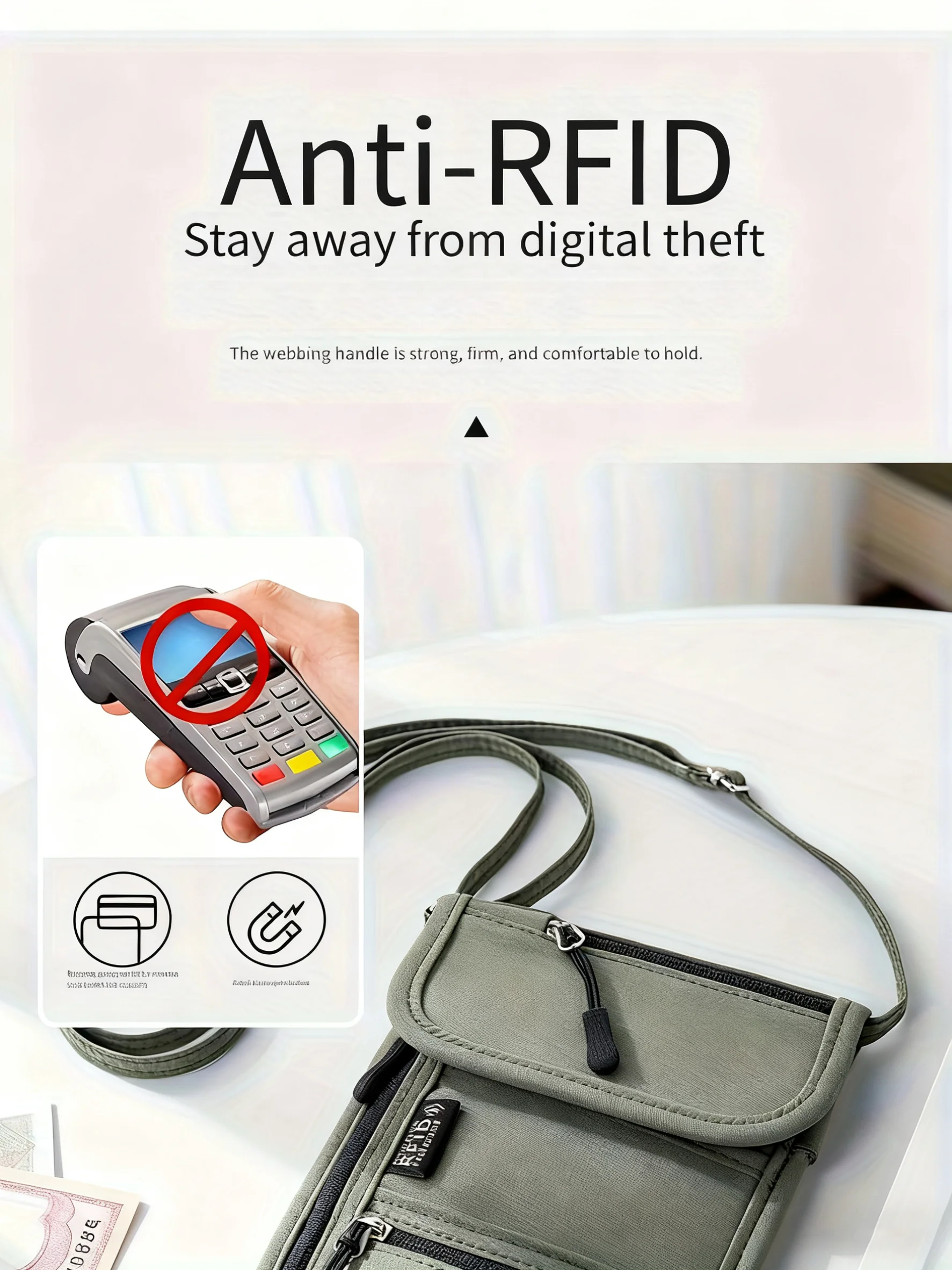 Personal Neck Wallet RFID Blocking Travel Passport Holder Hidden Neck Pouch Super Lightweight Organizer with Adjustable Strap