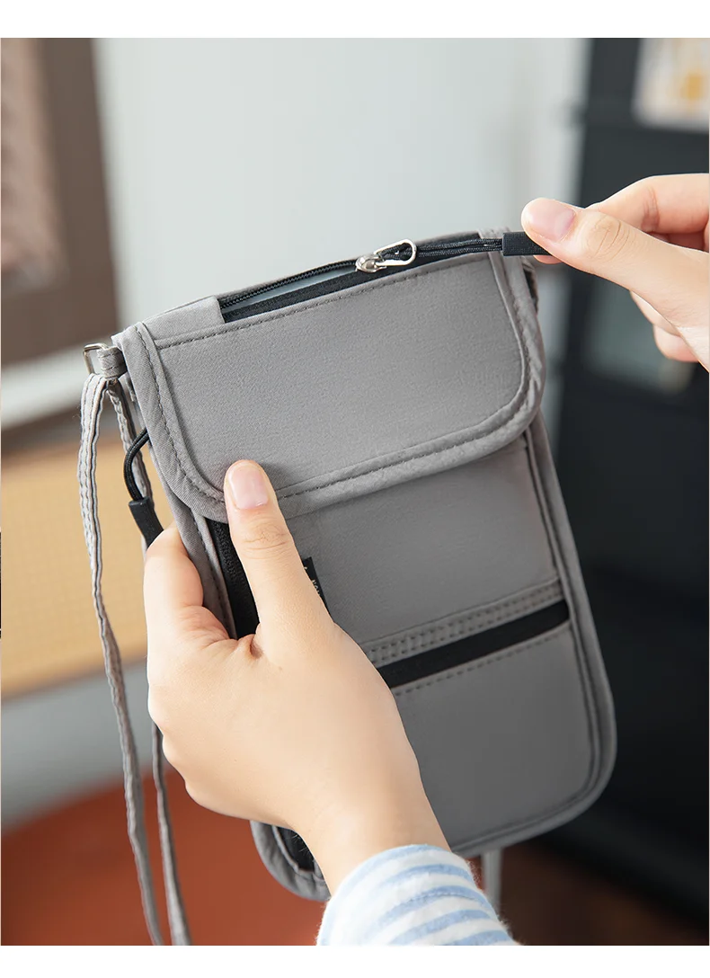 Personal Neck Wallet RFID Blocking Travel Passport Holder Hidden Neck Pouch Super Lightweight Organizer with Adjustable Strap