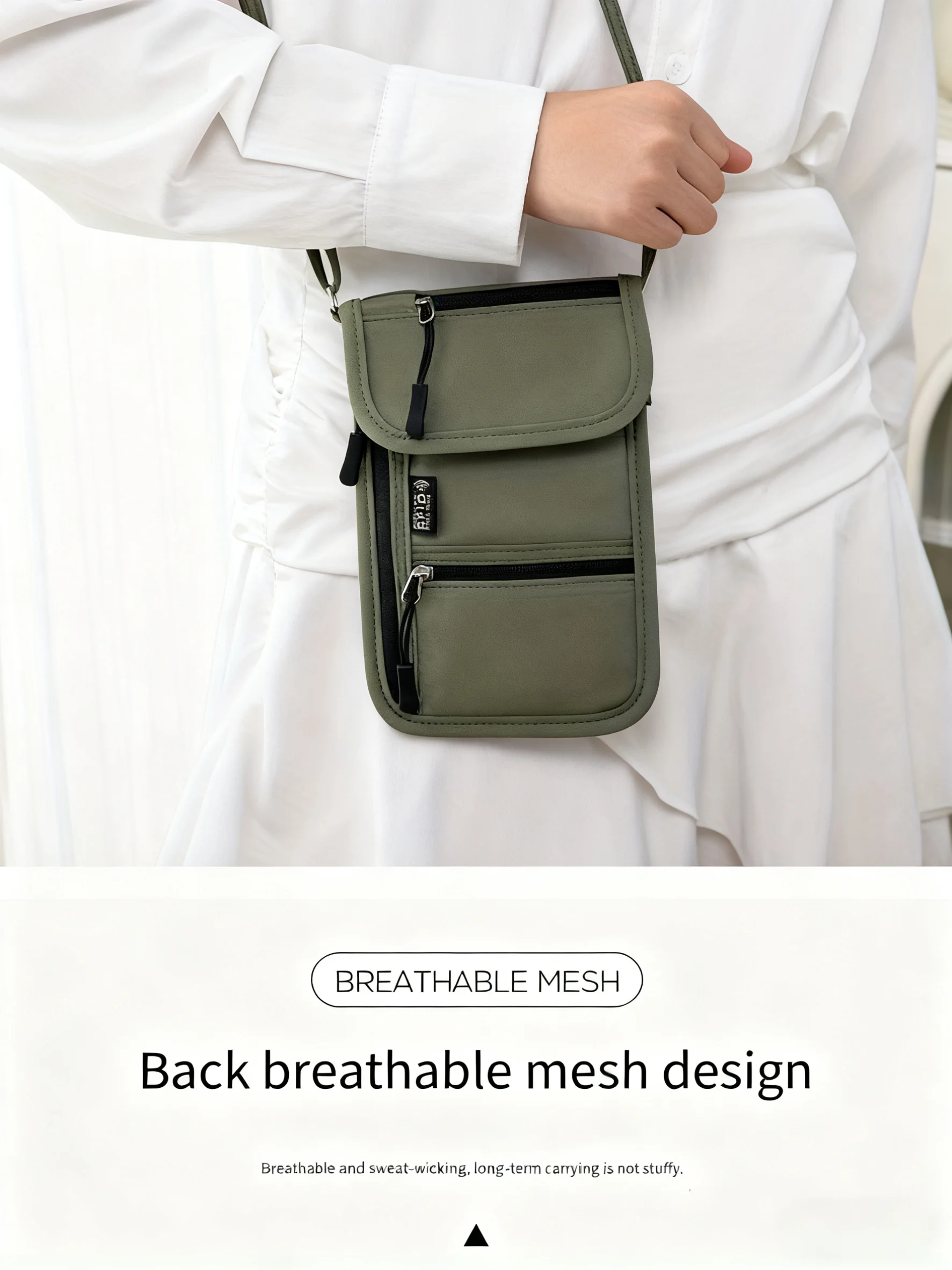Personal Neck Wallet RFID Blocking Travel Passport Holder Hidden Neck Pouch Super Lightweight Organizer with Adjustable Strap