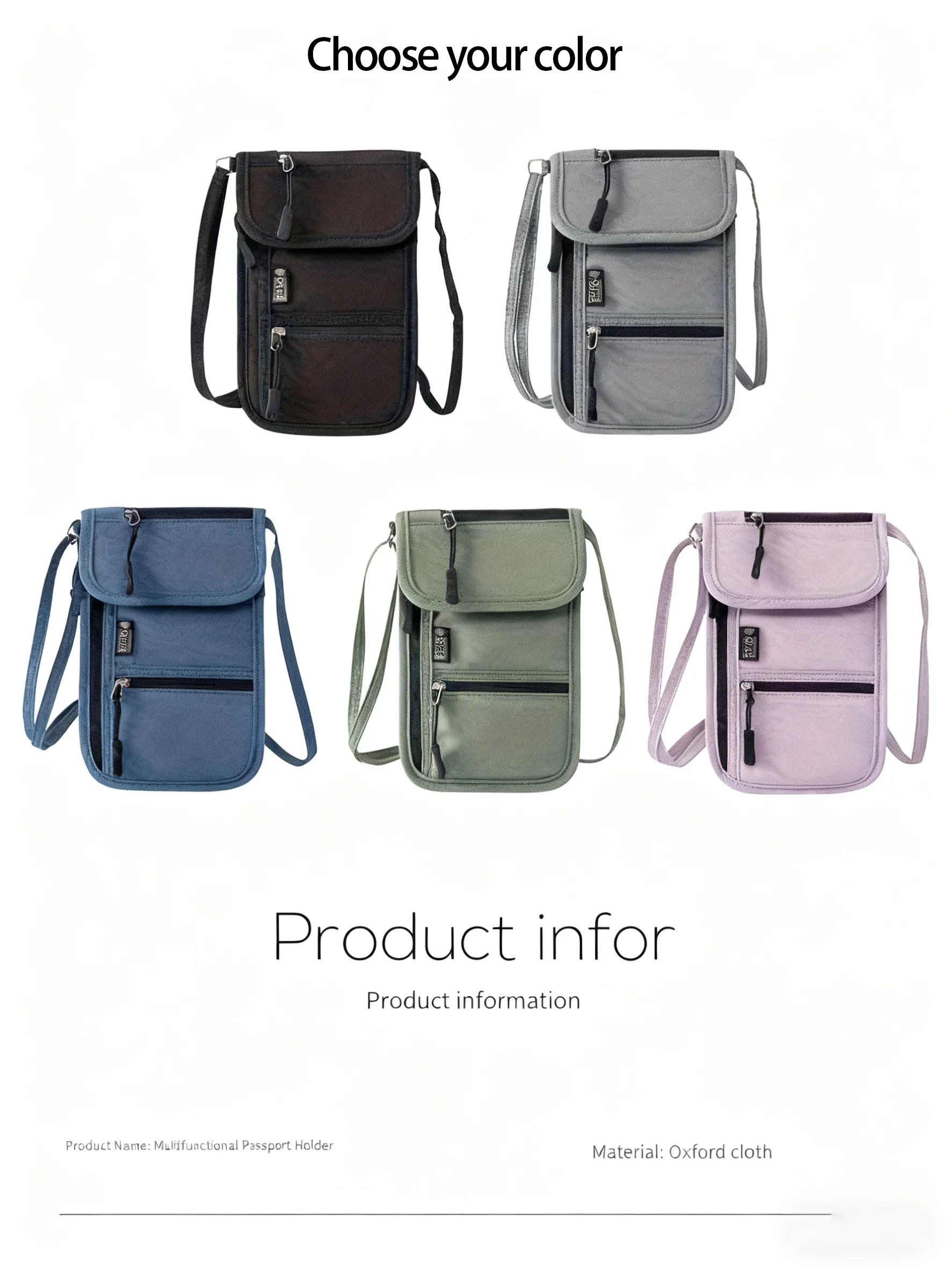 Personal Neck Wallet RFID Blocking Travel Passport Holder Hidden Neck Pouch Super Lightweight Organizer with Adjustable Strap