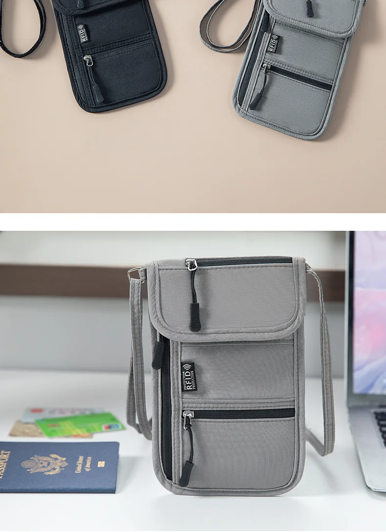 Personal Neck Wallet RFID Blocking Travel Passport Holder Hidden Neck Pouch Super Lightweight Organizer with Adjustable Strap