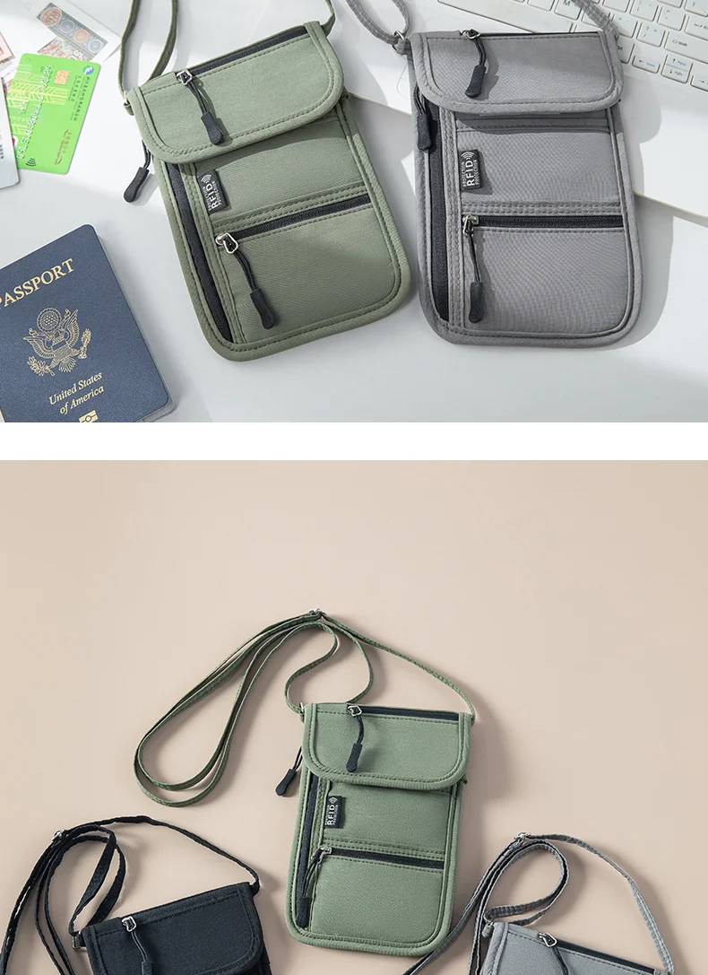 Personal Neck Wallet RFID Blocking Travel Passport Holder Hidden Neck Pouch Super Lightweight Organizer with Adjustable Strap