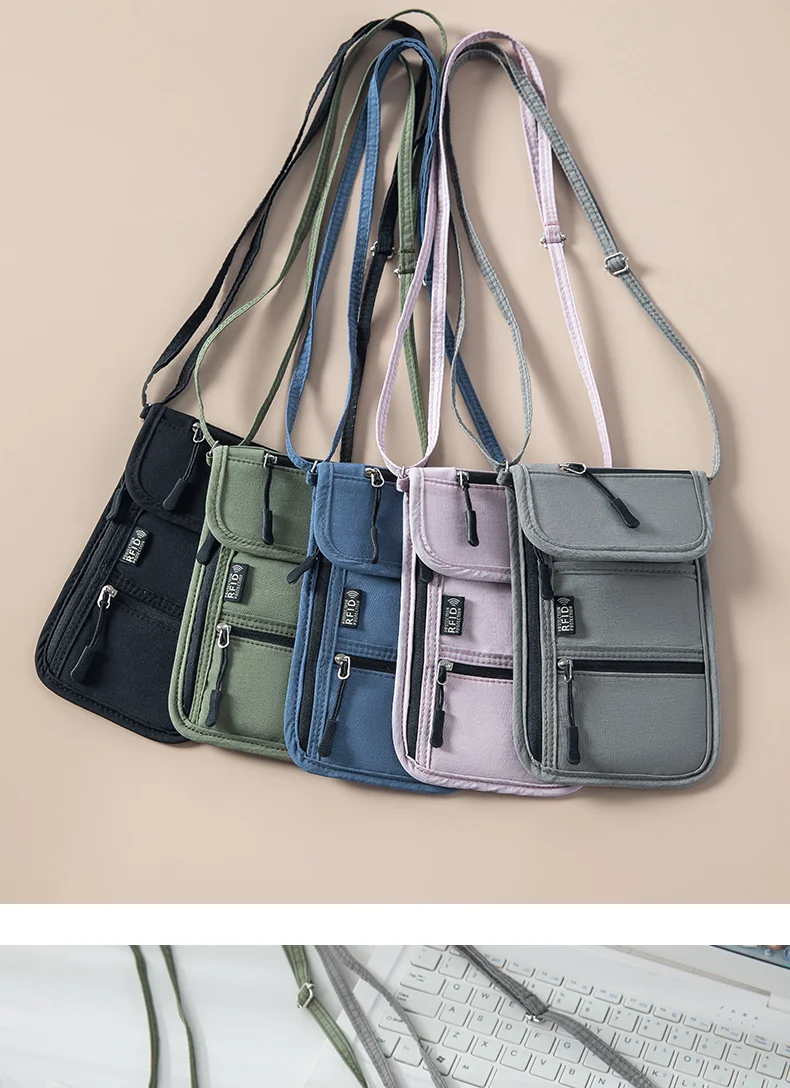 Personal Neck Wallet RFID Blocking Travel Passport Holder Hidden Neck Pouch Super Lightweight Organizer with Adjustable Strap