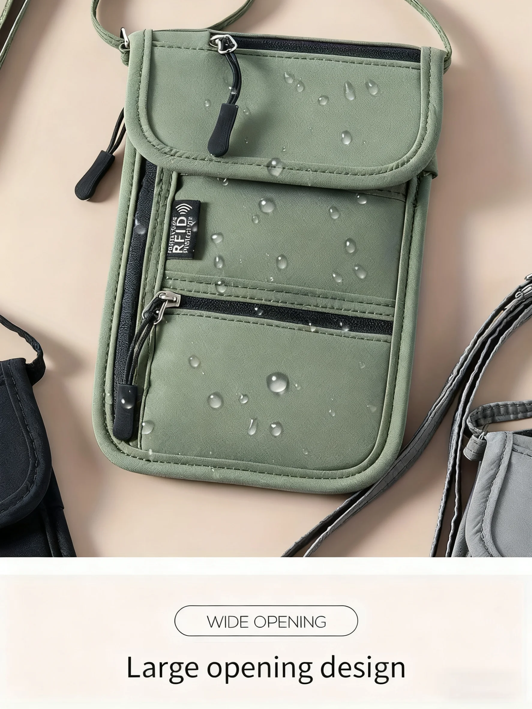 Personal Neck Wallet RFID Blocking Travel Passport Holder Hidden Neck Pouch Super Lightweight Organizer with Adjustable Strap