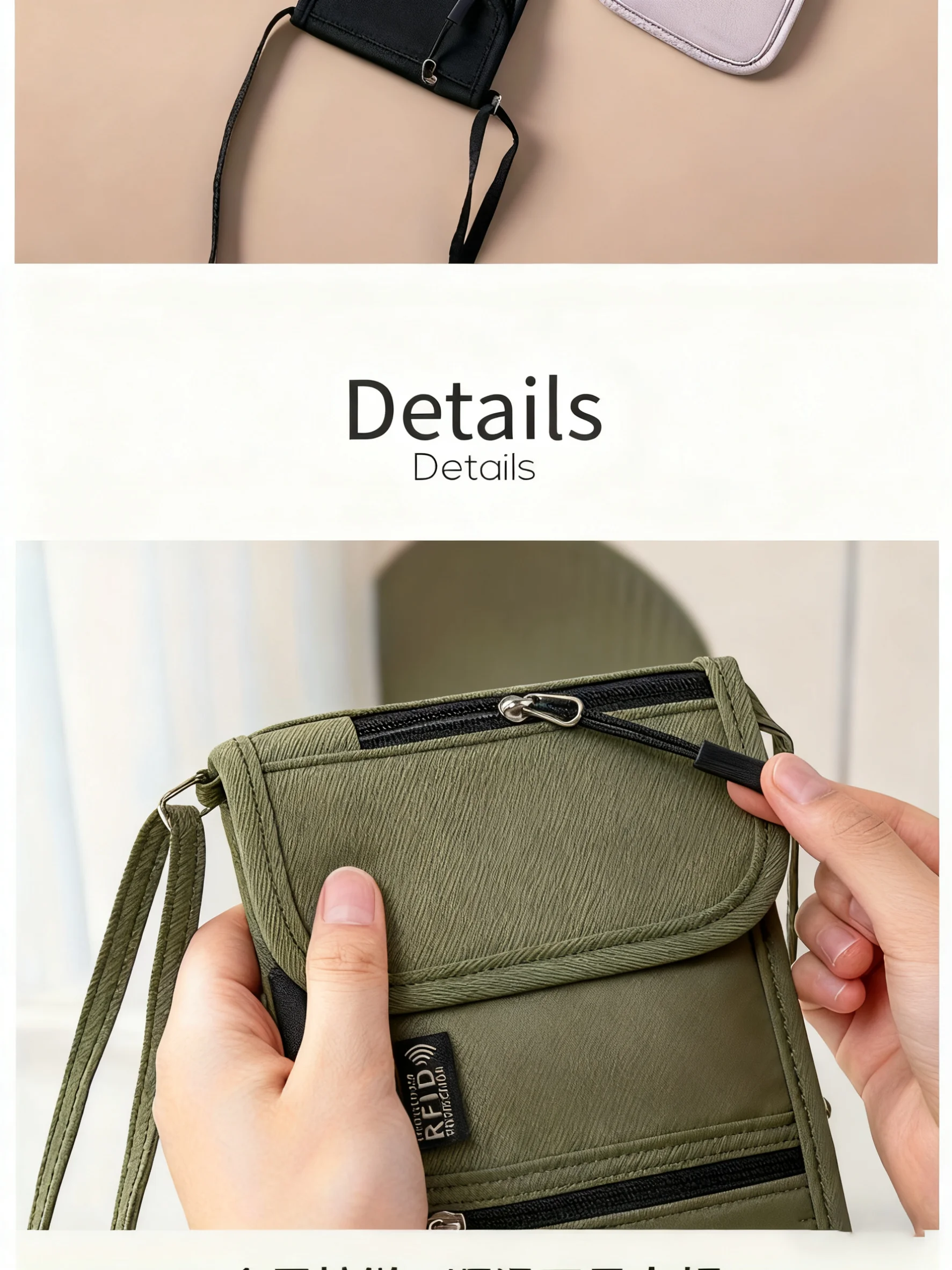 Personal Neck Wallet RFID Blocking Travel Passport Holder Hidden Neck Pouch Super Lightweight Organizer with Adjustable Strap