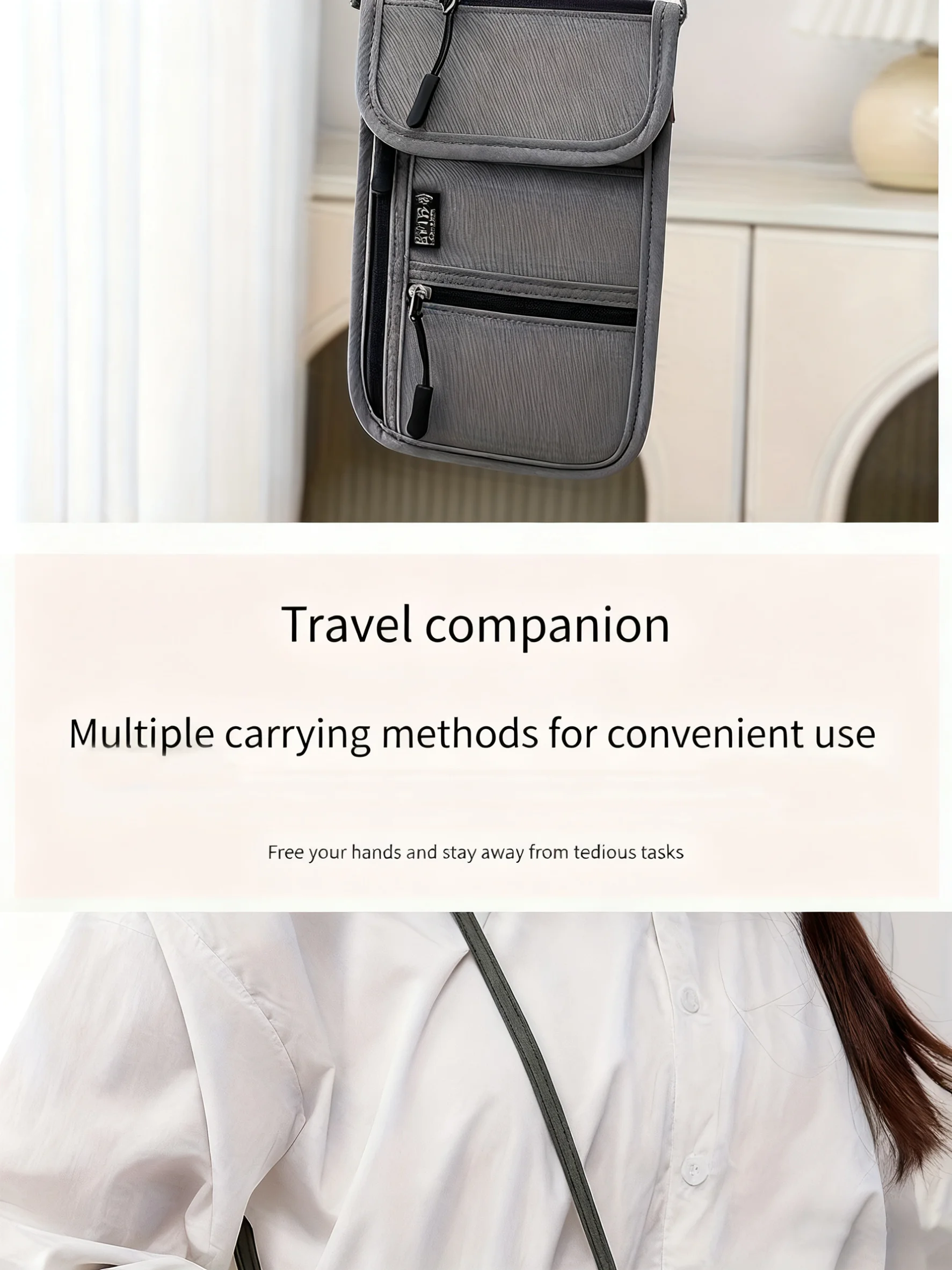 Personal Neck Wallet RFID Blocking Travel Passport Holder Hidden Neck Pouch Super Lightweight Organizer with Adjustable Strap